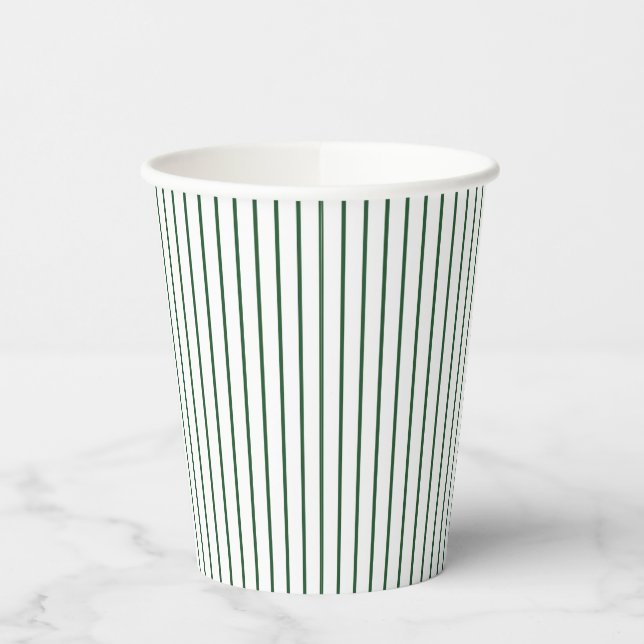 Vasos De Papel Pinstripe Verde Estilo Campestre Rústico (Izquierda)