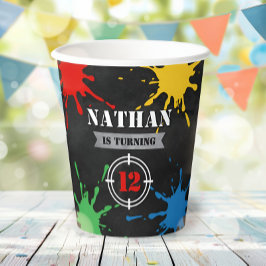Vasos De Papel Pintball Fun Paint Splatter Niños Fiesta de cumple