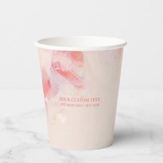 Vasos De Papel Pintura abstracta en rosa y coral con texto person