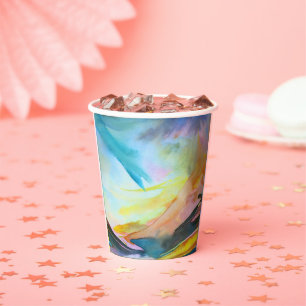 Vasos De Papel Pintura artística abstracta de acuarela