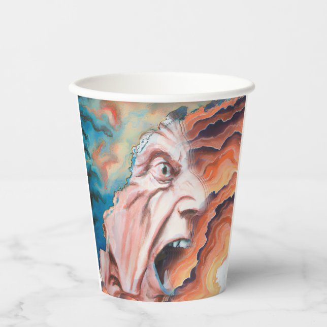 Vasos De Papel Pintura de aceite de ondas de pánico (Anverso)