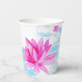 Vasos De Papel Pintura de color de agua rosa de las flores de Lot