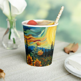 Vasos De Papel Pintura de girasoles de Van Gogh