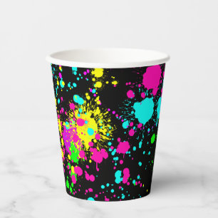 Vasos De Papel Pintura de neón brilla cumpleaños