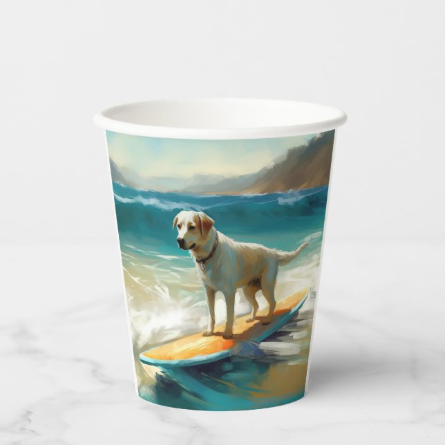 Vasos De Papel Pintura de surf de Anatolian Shepherd Beach (Anverso)
