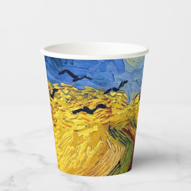Vasos De Papel Pintura impresionista de Van Gogh Wheat Fields (Anverso)