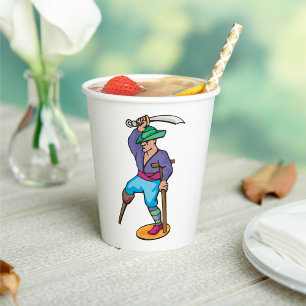 Vasos De Papel Pirata con Pierna de Palo y Espada