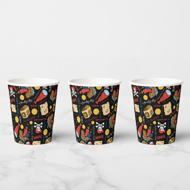 Vasos De Papel Piratas Fiestas negros (Multi)
