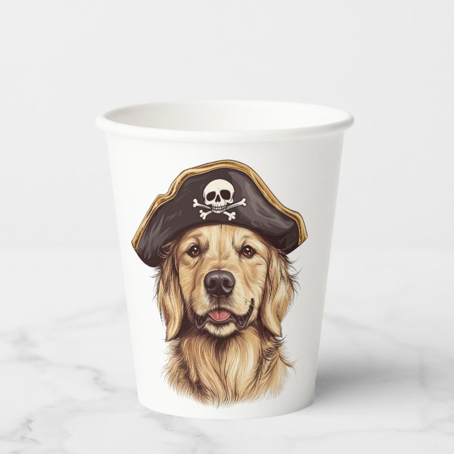 Vasos De Papel Pirate Golden Retriever Dog Skull (Anverso)
