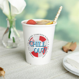 Vasos De Papel Piscina Fiesta azul rojo Chill out Personalizado