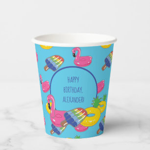 Vasos De Papel Piscina Fiesta Flota Estampada Personalizada