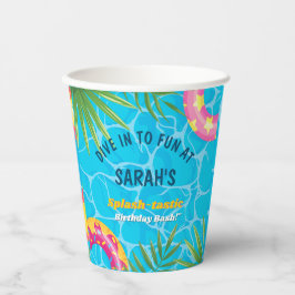 Vasos De Papel Piscina Splash Fiesta Verano Natación Agua Cumplea