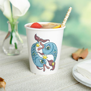 Vasos De Papel Piscis Zodíaco Pez Celestial Astrología