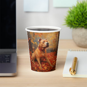 Vasos De Papel Pitbull en otoño se inspira en las hojas