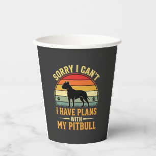 Vasos De Papel Pitbull Planea Vintage Sunset Amante de los Perros