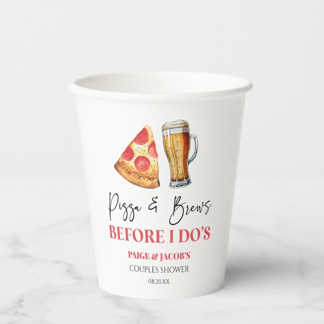 Vasos De Papel Pizza and Brews Before I Do's Couples Shower (Anverso)