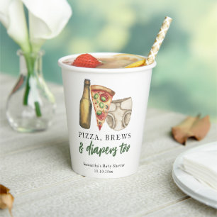 Vasos De Papel Pizza, breves y pañales para la ducha de bebé
