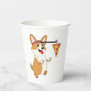 Vasos De Papel Pizza Corgi Running