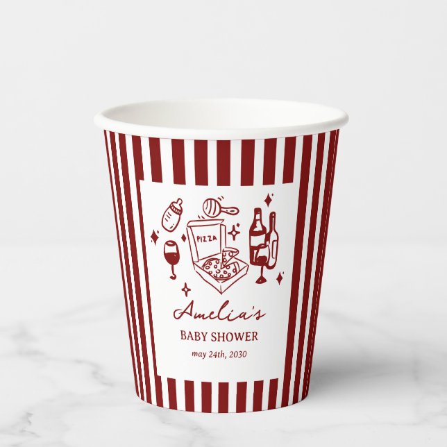 Vasos De Papel Pizza doodle special Delivery Baby Shower (Anverso)