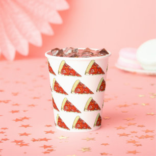 Vasos De Papel Pizza Fiesta Cheese Pepperoni Pie Slice Pizzeria