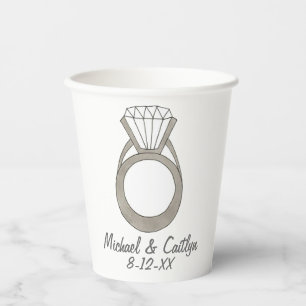 Vasos De Papel Placa Boda de anillo de compromiso de diamantes pe