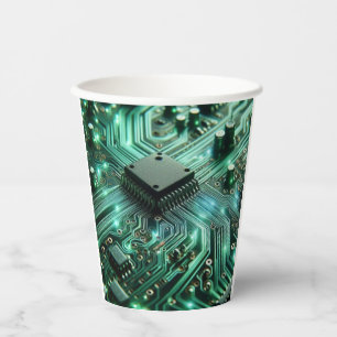 Vasos De Papel Placa de circuito con energía verde