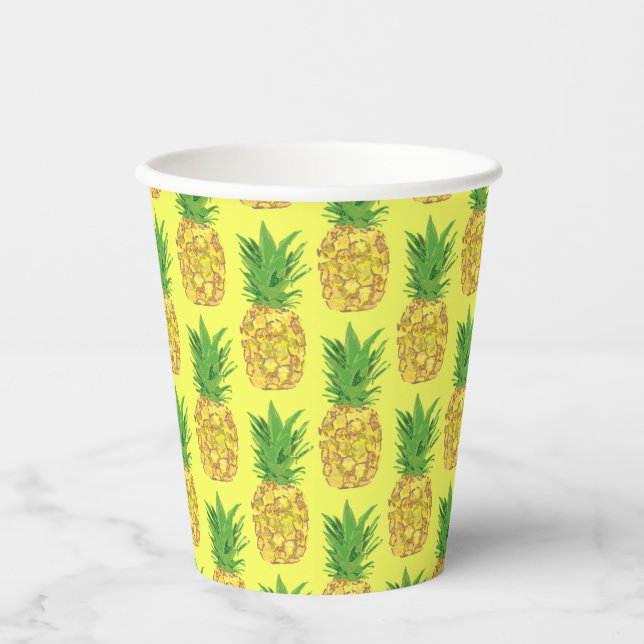 Vasos De Papel Placa de papel amarillo piña (Anverso)