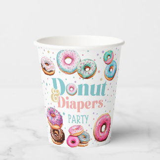 Vasos De Papel Placa de papel Baby Shower Donut & Diapers