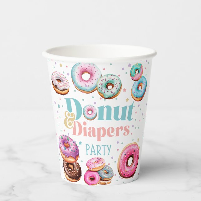 Vasos De Papel Placa de papel Baby Shower Donut & Diapers (Anverso)