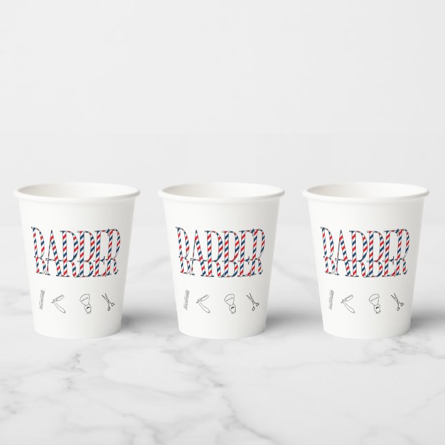 Vasos De Papel Placa de porcelana de barbero (Multi)