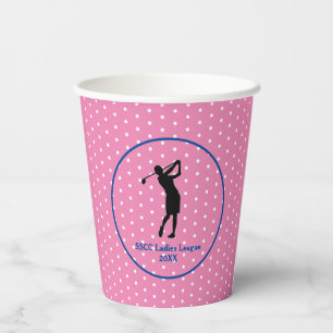 Vasos De Papel Placa Fiesta de golf rosa Polkadot para mujeres