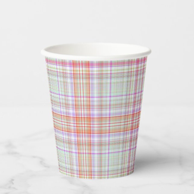 Vasos De Papel Placa geométrica rosa 'n verde (Anverso)