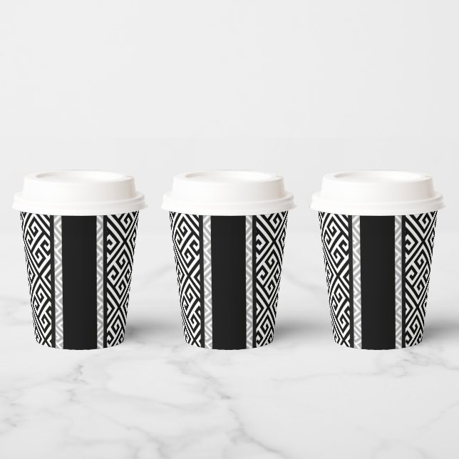 Vasos De Papel Placas de papel blanco y negro (Multi)