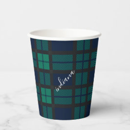 Vasos De Papel Plaid Clan Black Watch Blue Black Tartán