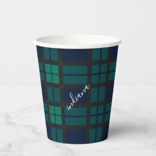 Vasos De Papel Plaid Clan Black Watch Blue Black Tartán
