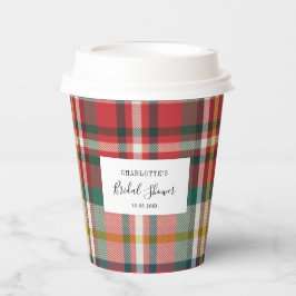 Vasos De Papel Plaid Elegant Rustic Check Bridal Shower