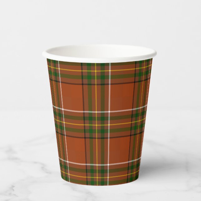 Vasos De Papel Plaid Tartán Terroso Marrón (Anverso)
