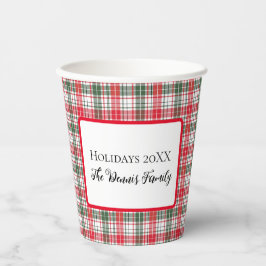 Vasos De Papel Plaid Winter Holiday Christmas Name Customized