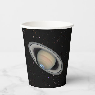 Vasos De Papel Planeta Saturno Aurora y Anillos
