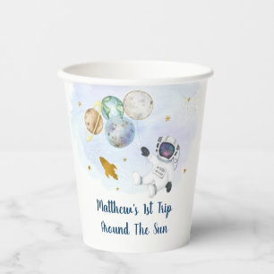 Vasos De Papel Planetas astronautas espacio Blue Gold Cumpleaños