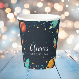 Vasos De Papel Planetas del espacio exterior Galaxy Birthday Pape