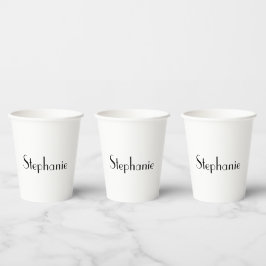 Vasos De Papel Plantilla de monograma Personalizado blanco negro