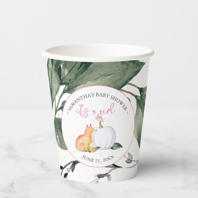 Vasos De Papel Plantilla de tazas de papel de Baby Shower otoño (Anverso)