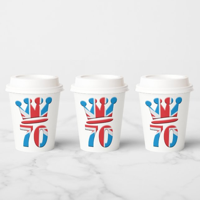 Vasos De Papel Platinum Jubilee Queen Elizabeth 70 años (Multi)