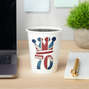 Vasos De Papel Platinum Jubilee Queen Elizabeth 70 años