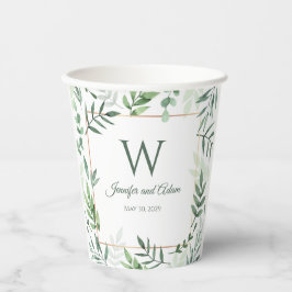 Vasos De Papel Platos de papel para boda inicial Jardín de Verdor