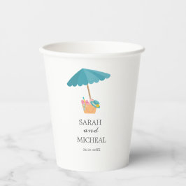 Vasos De Papel Playa de verano de acuarela moderna