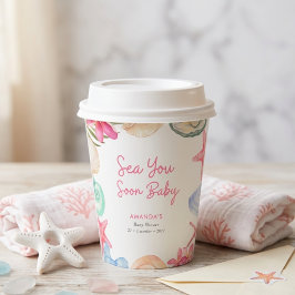 Vasos De Papel Playas de conchas marinas Nos vemos pronto Baby Sh