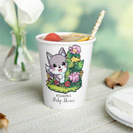 Vasos De Papel Playful Cute Wolf Baby Shower
