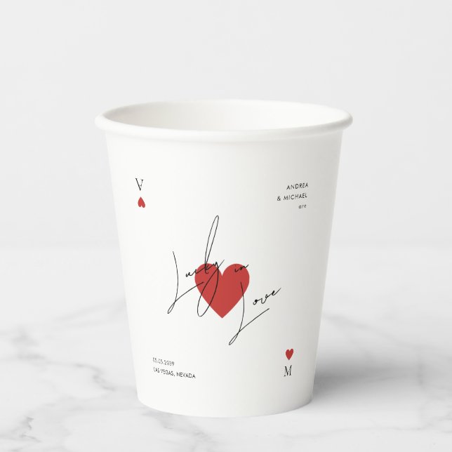 Vasos De Papel Playing Card Heart Casino Nevada Vegas Wedding (Anverso)